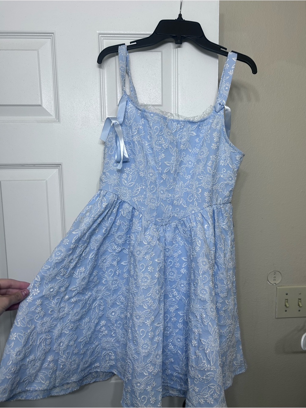 Light Blue Lace Overlay Dress